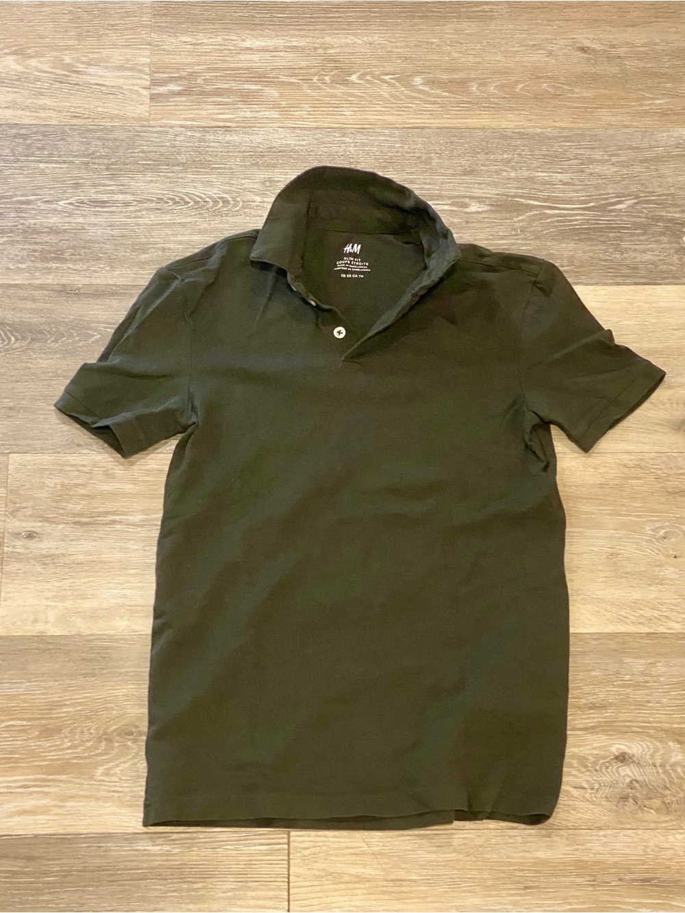 H&M Men's Olive Green Polo Shirt - Short Sleeve